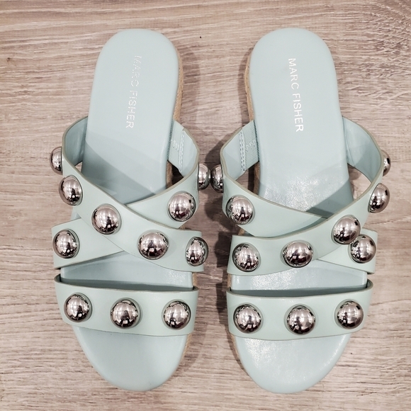 NEW Marc Fisher Prisca Ball-studded Espadrille Sandals - Picture 3 of 7